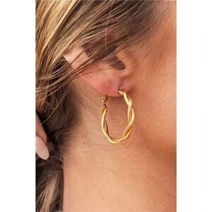 18K STAINLESS STEEL TWISTED HOOP EARRINGS